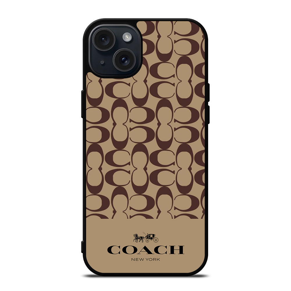 COACH NEW YORK BROWN PATTERN iPhone 15 Plus Case Cover