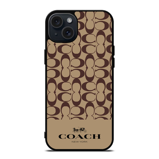 COACH NEW YORK BROWN PATTERN iPhone 15 Plus Case Cover
