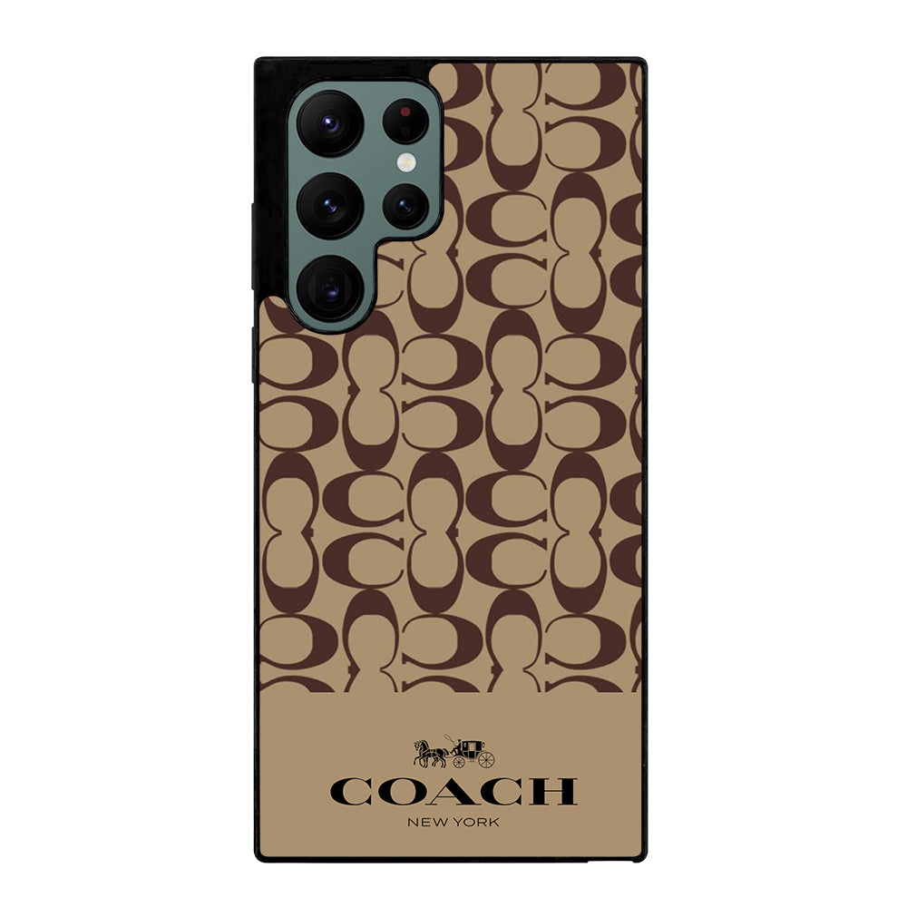COACH NEW YORK BROWN PATTERN Samsung Galaxy S22 Ultra Case Cover