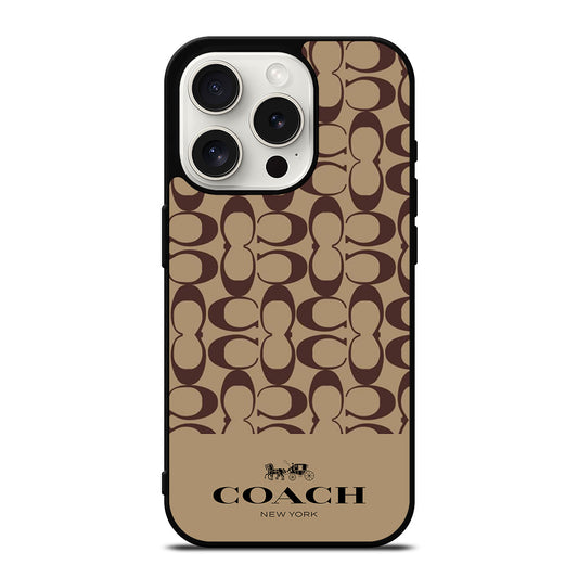 COACH NEW YORK BROWN PATTERN iPhone 15 Pro Case Cover