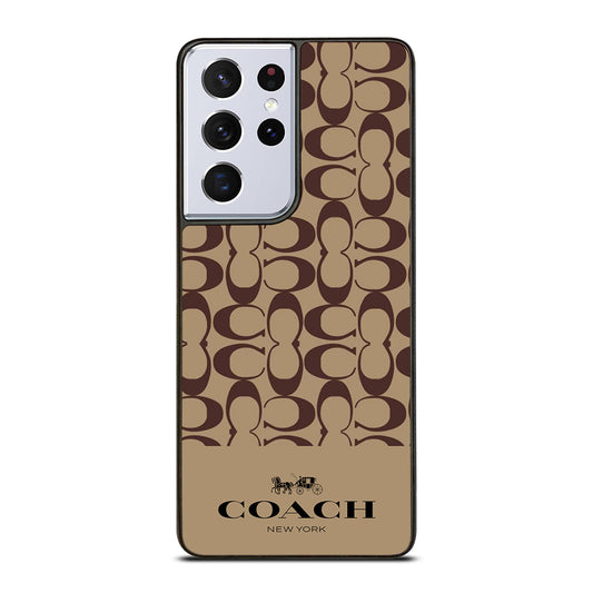 COACH NEW YORK BROWN PATTERN Samsung Galaxy S21 Ultra Case Cover