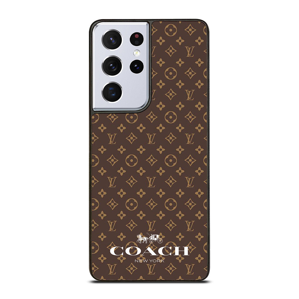 COACH NEW YORK PATTERN BROWN Samsung Galaxy S21 Ultra Case Cover