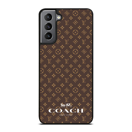 COACH NEW YORK PATTERN BROWN Samsung Galaxy S21 Plus Case Cover