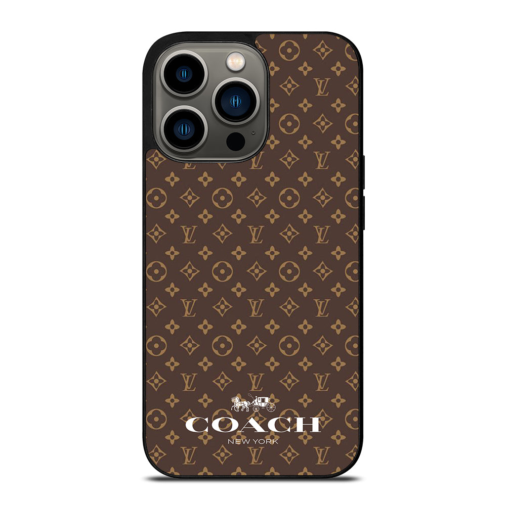 COACH NEW YORK PATTERN BROWN iPhone 13 Pro Case Cover