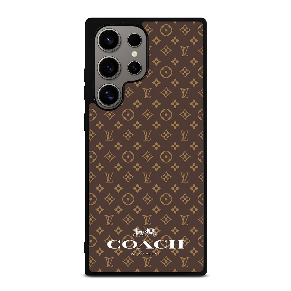 COACH NEW YORK PATTERN BROWN Samsung Galaxy S24 Ultra Case Cover