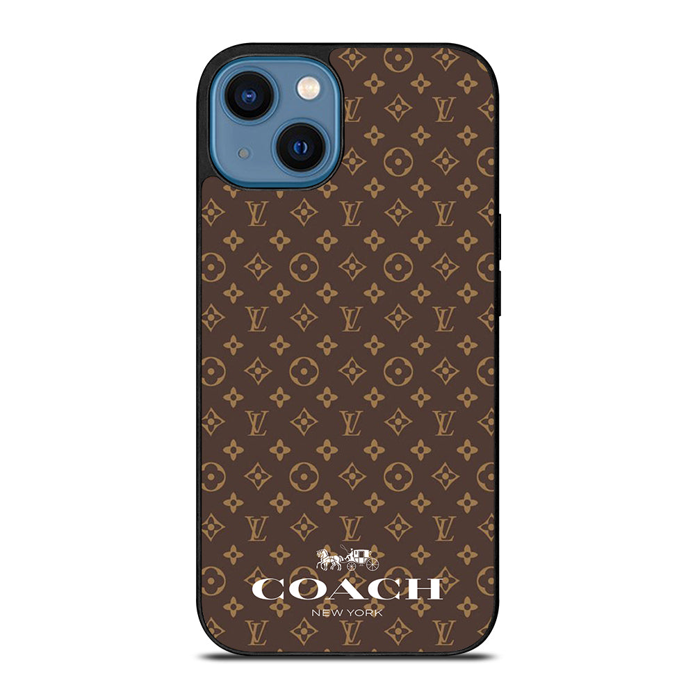 COACH NEW YORK PATTERN BROWN iPhone 14 Case Cover