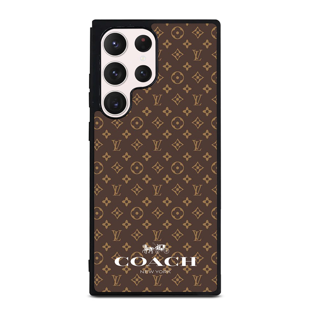 COACH NEW YORK PATTERN BROWN Samsung Galaxy S23 Ultra Case Cover