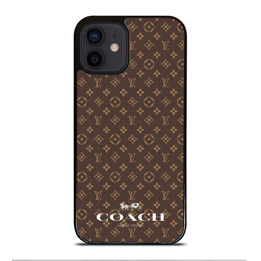 COACH NEW YORK PATTERN BROWN iPhone 12 Mini Case Cover