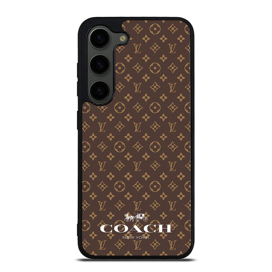COACH NEW YORK PATTERN BROWN Samsung Galaxy S23 Plus Case Cover