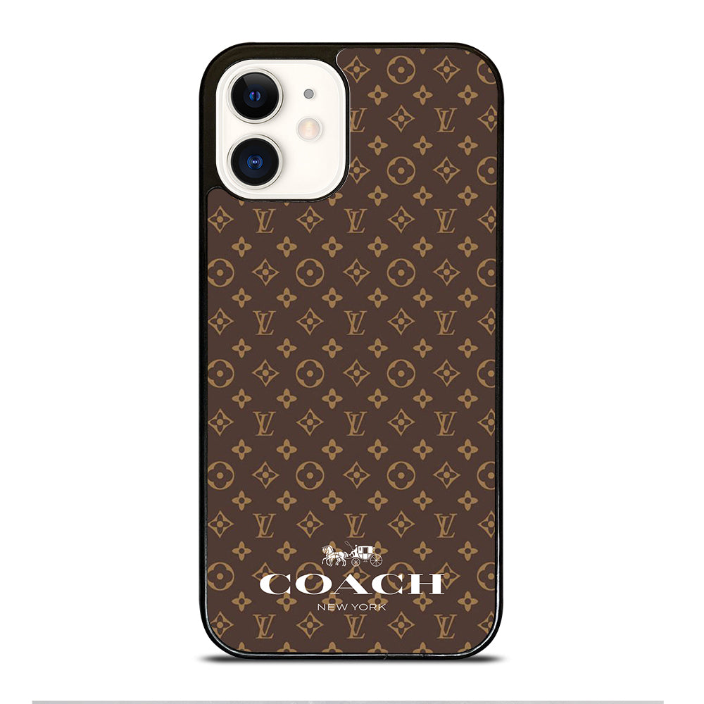 COACH NEW YORK PATTERN BROWN iPhone 12 Case Cover