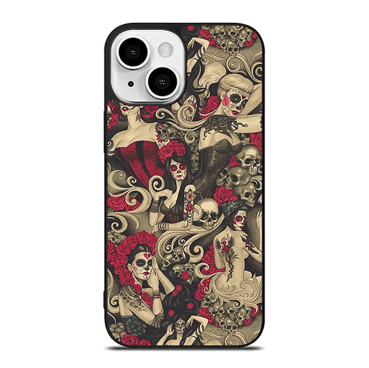 DAY OF THE DEAD SKULL ART iPhone 13 Mini Case Cover