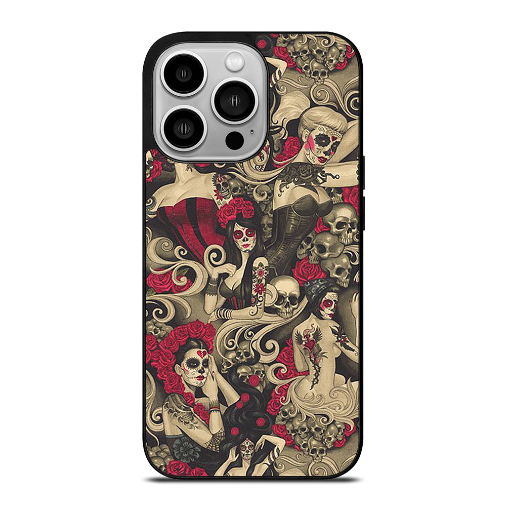 DAY OF THE DEAD SKULL ART iPhone 14 Pro Case Cover