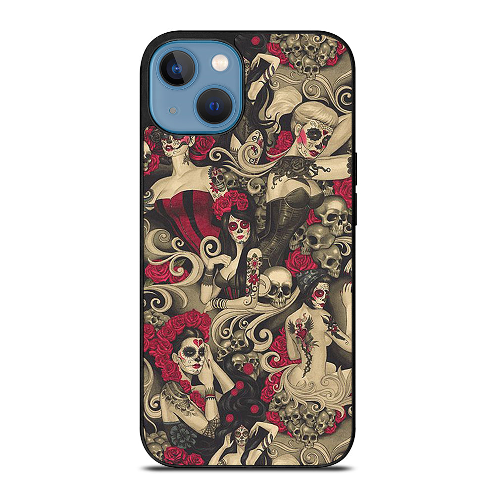 DAY OF THE DEAD SKULL ART iPhone 13 Case Cover