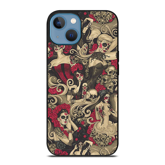 DAY OF THE DEAD SKULL ART iPhone 13 Case Cover