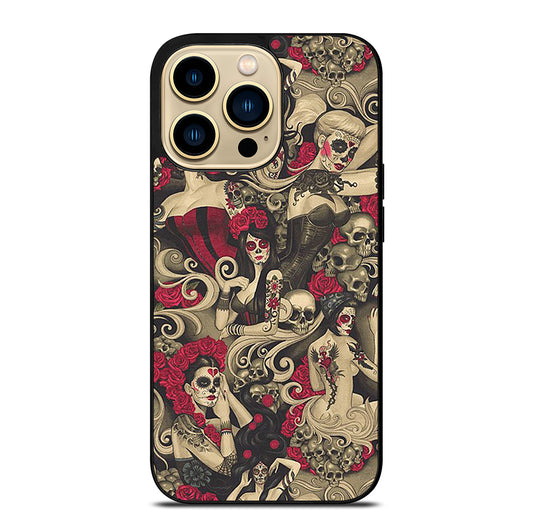 DAY OF THE DEAD SKULL ART iPhone 14 Pro Max Case Cover
