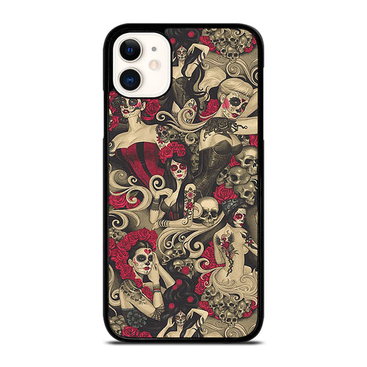 DAY OF THE DEAD SKULL ART iPhone 11 Case Cover