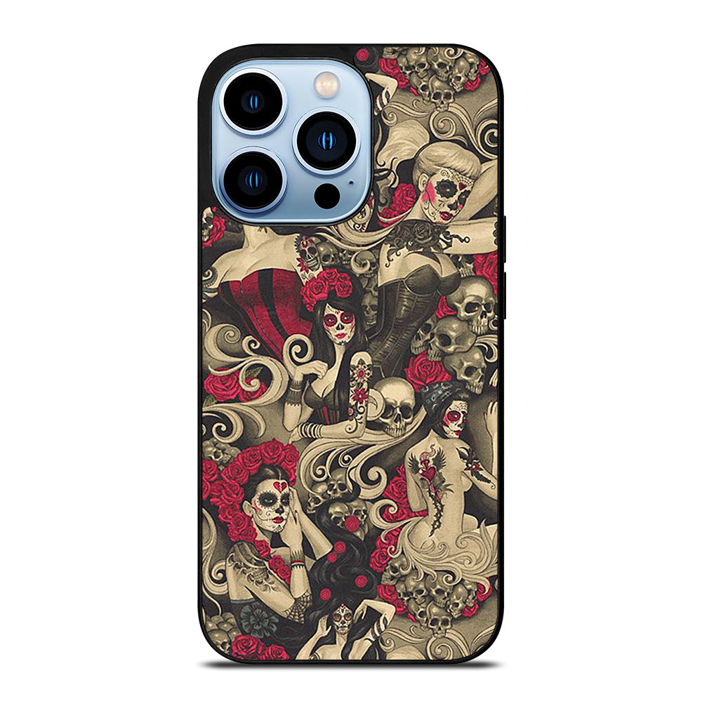 DAY OF THE DEAD SKULL ART iPhone 13 Pro Max Case Cover