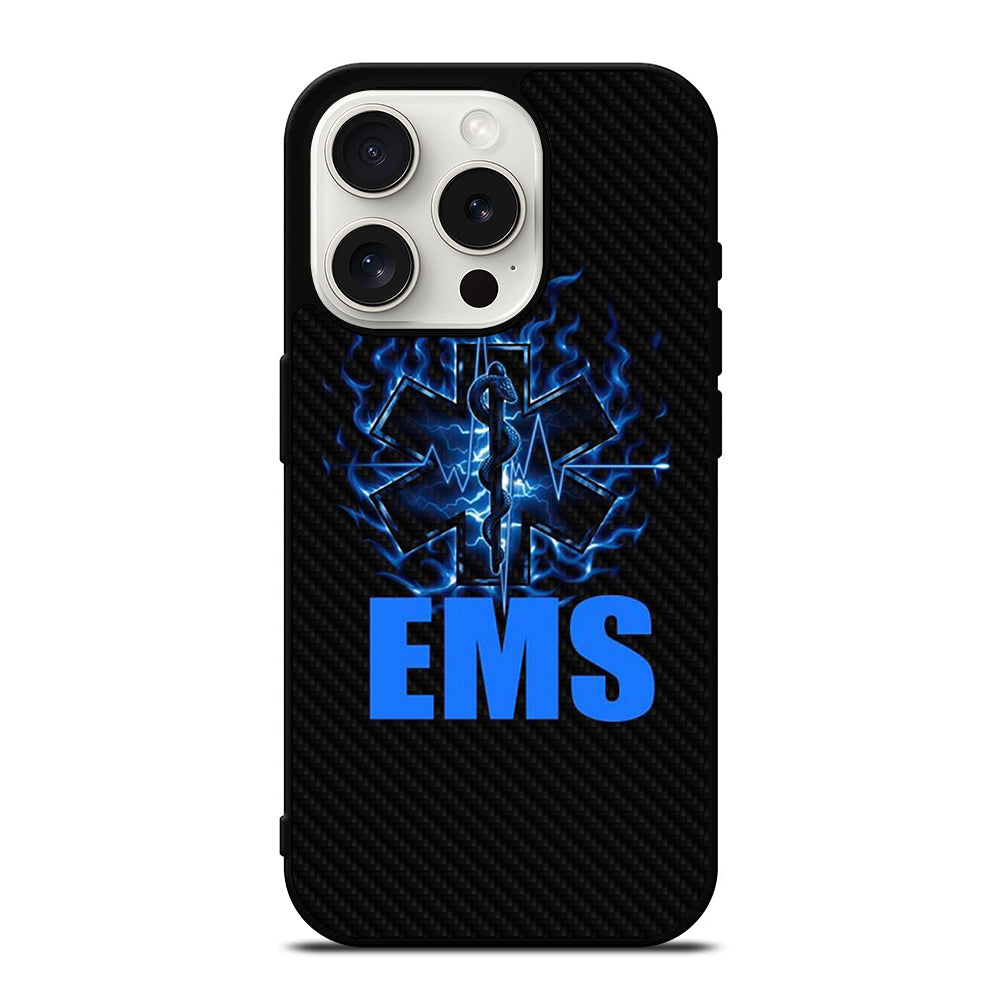 EMT EMS MEDICAL CARBON LOGO 2 iPhone 15 Pro Case Cover