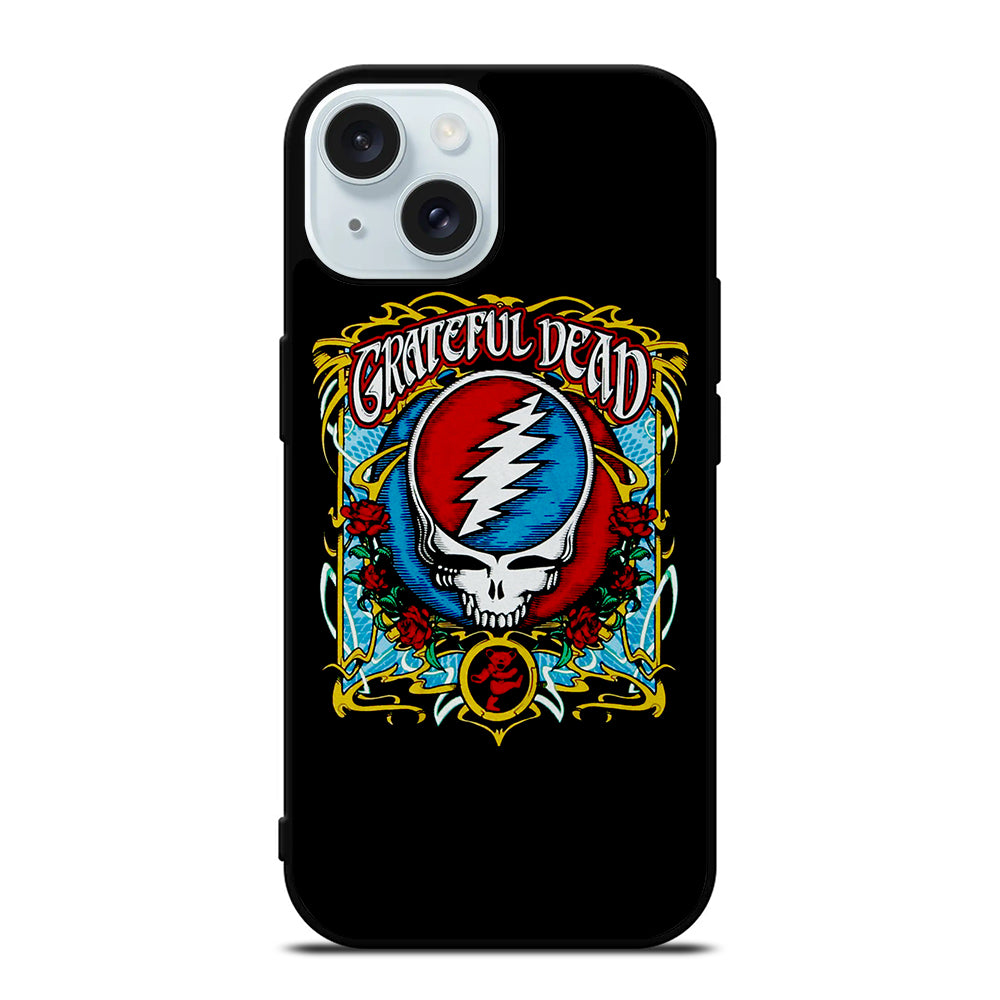 GRATEFUL DEAD BAND ROSE LOGO iPhone 15 Case Cover