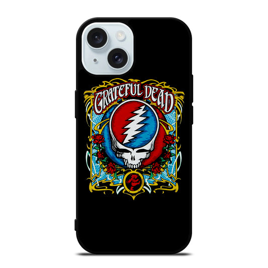 GRATEFUL DEAD BAND ROSE LOGO iPhone 15 Case Cover