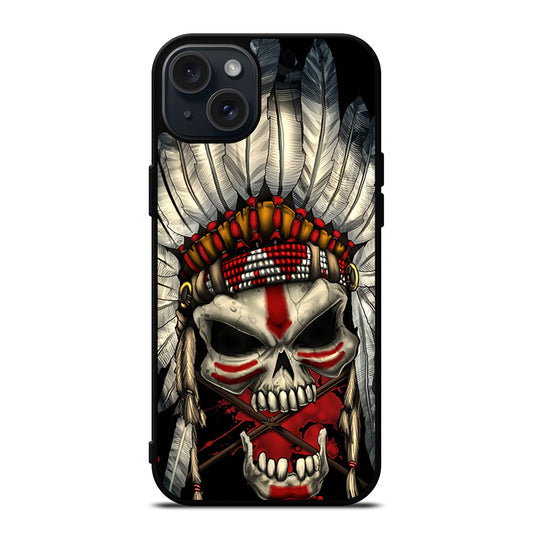 INDIAN FEATHER SKULL ART 1 iPhone 15 Plus Case Cover