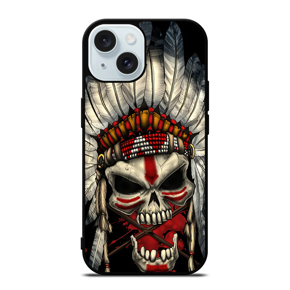 INDIAN FEATHER SKULL ART 1 iPhone 15 Case Cover