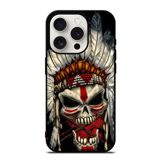 INDIAN FEATHER SKULL ART 1 iPhone 15 Pro Case Cover