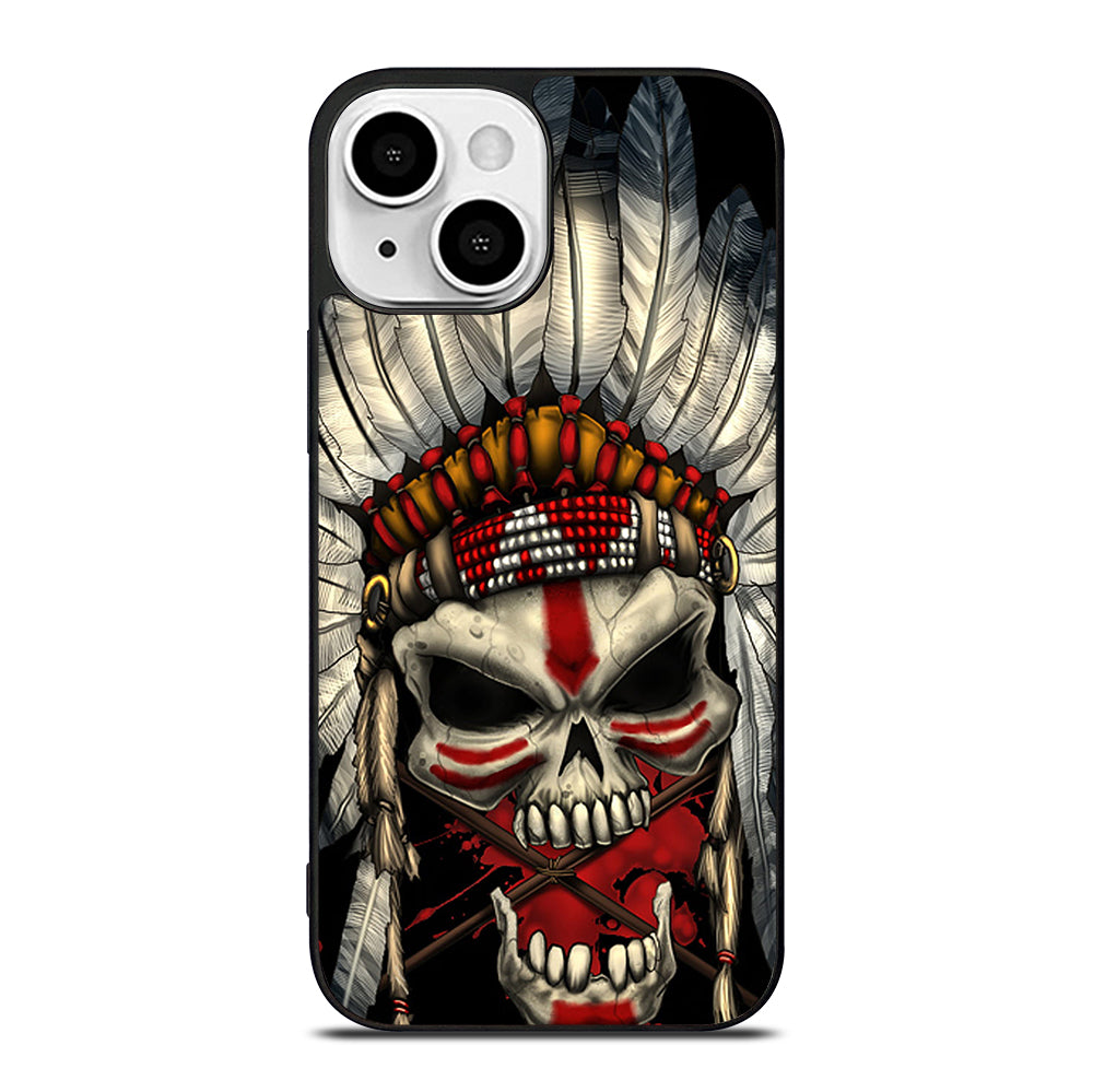 INDIAN FEATHER SKULL ART 1 iPhone 13 Mini Case Cover