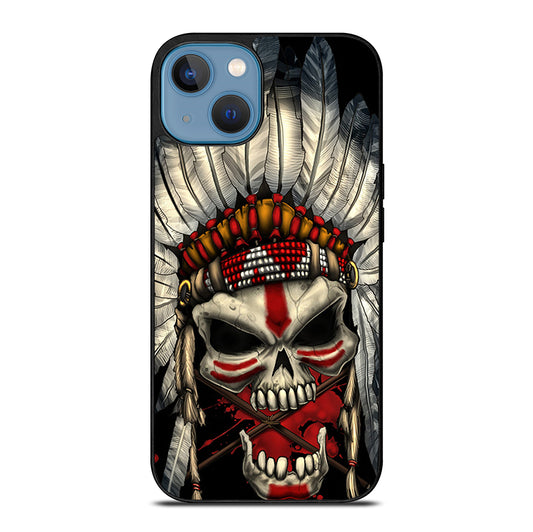 INDIAN FEATHER SKULL ART 1 iPhone 13 Case Cover