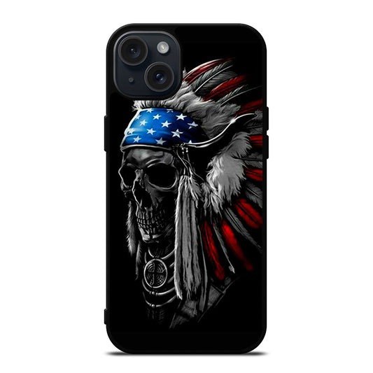 INDIAN FEATHER SKULL ART 3 iPhone 15 Plus Case Cover
