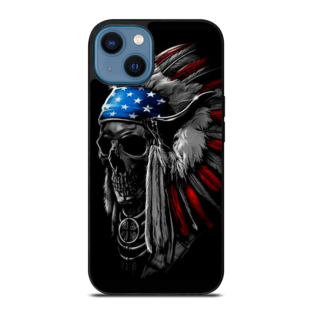 INDIAN FEATHER SKULL ART 3 iPhone 14 Case Cover