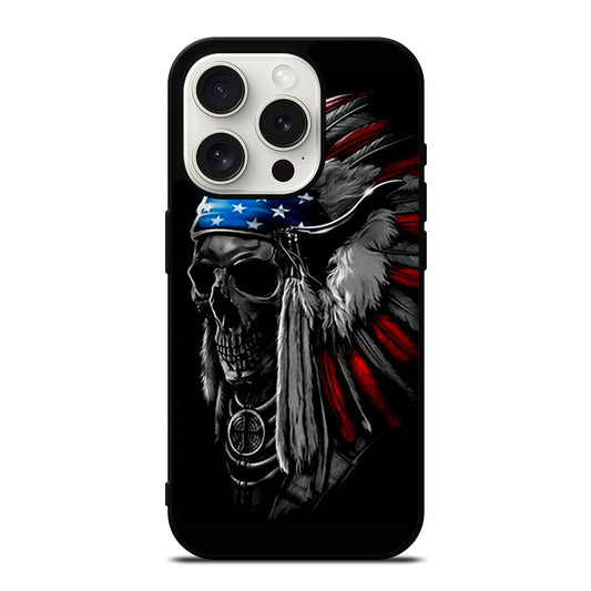 INDIAN FEATHER SKULL ART 3 iPhone 15 Pro Case Cover