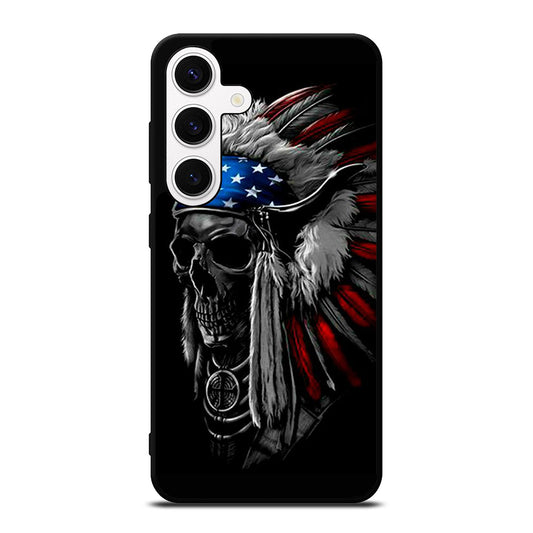 INDIAN FEATHER SKULL ART 3 Samsung Galaxy S24 Case Cover