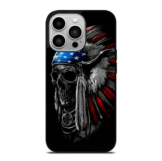 INDIAN FEATHER SKULL ART 3 iPhone 14 Pro Case Cover