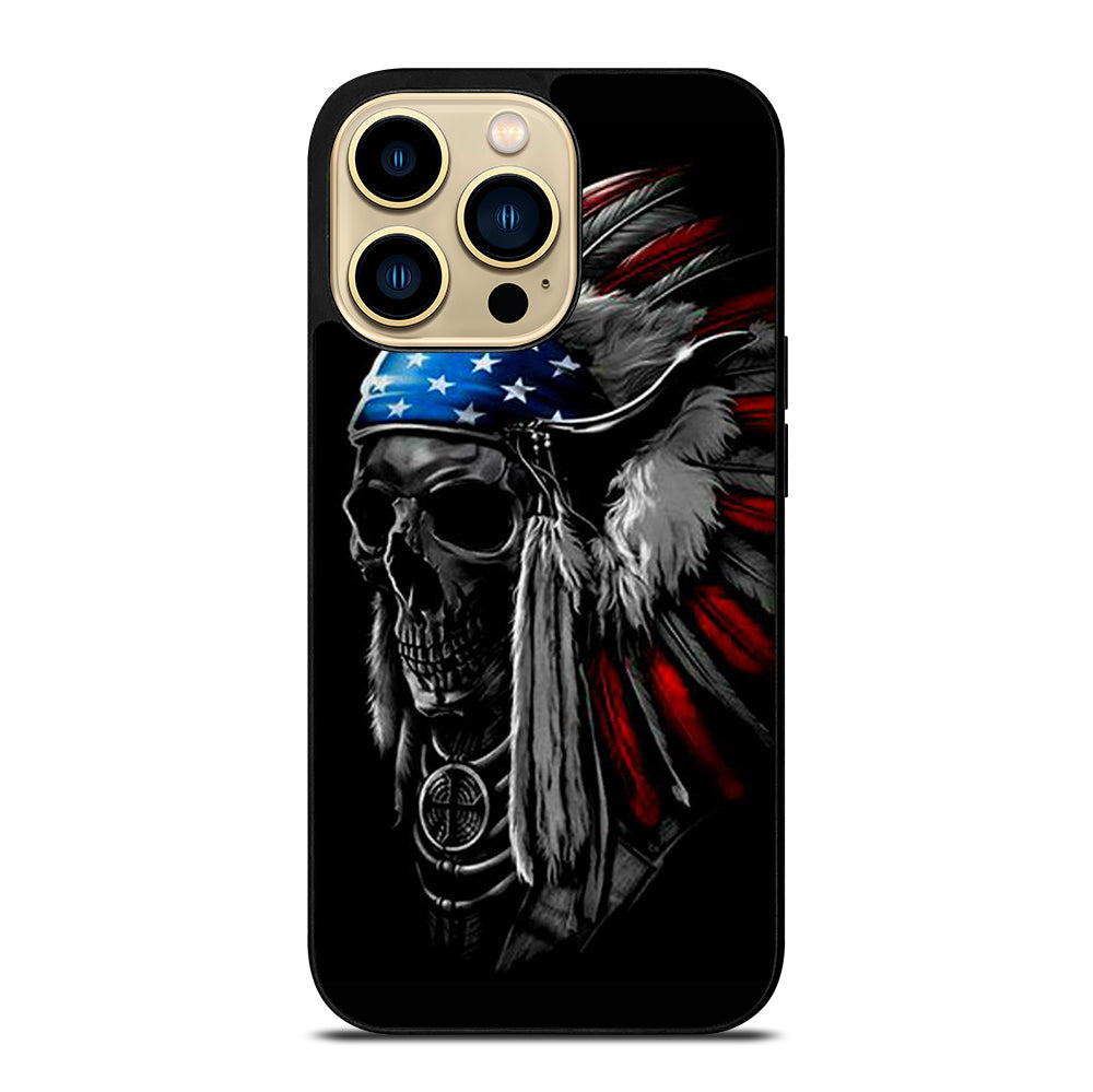 INDIAN FEATHER SKULL ART 3 iPhone 14 Pro Max Case Cover