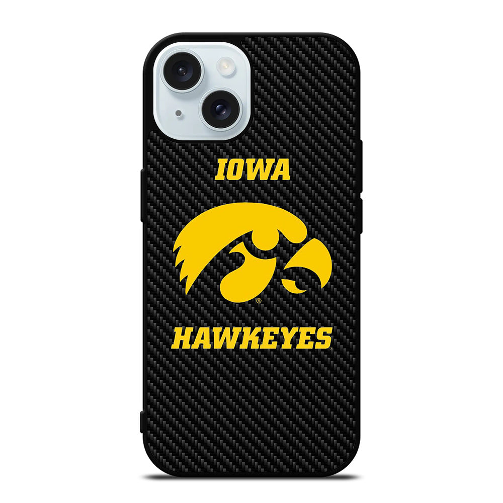 IOWA HAWKEYES CARBON LOGO iPhone 15 Case Cover