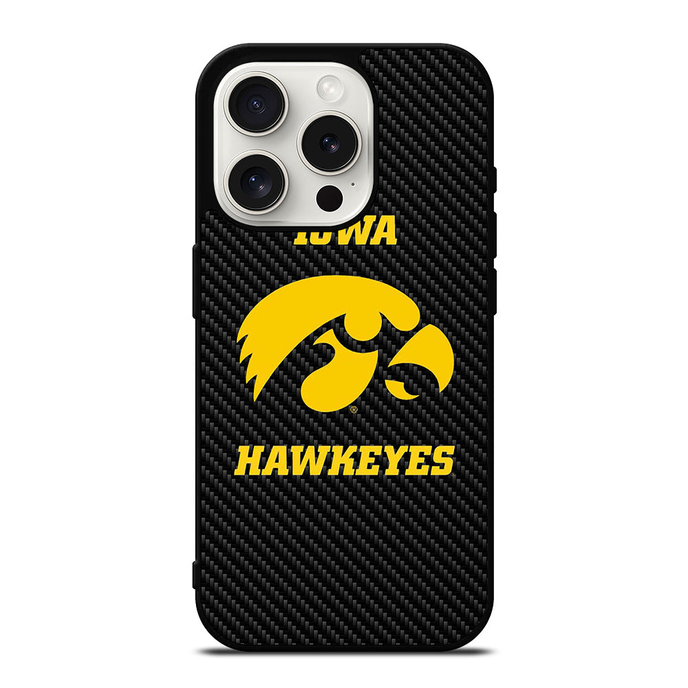IOWA HAWKEYES CARBON LOGO iPhone 15 Pro Case Cover