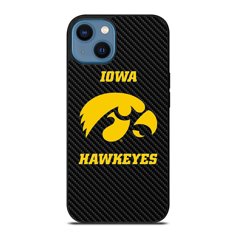 IOWA HAWKEYES CARBON LOGO iPhone 14 Case Cover