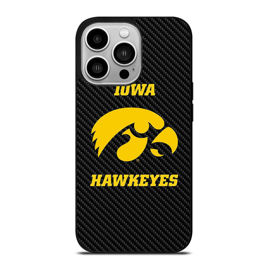 IOWA HAWKEYES CARBON LOGO iPhone 14 Pro Case Cover