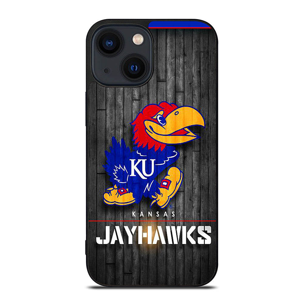 KANSAS JAYHAWKS NBA WOODEN LOGO iPhone 14 Plus Case Cover