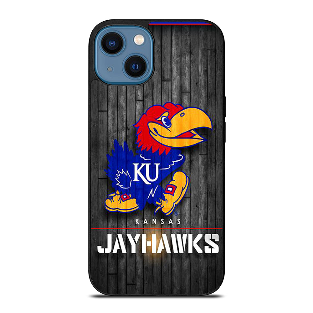 KANSAS JAYHAWKS NBA WOODEN LOGO iPhone 14 Case Cover