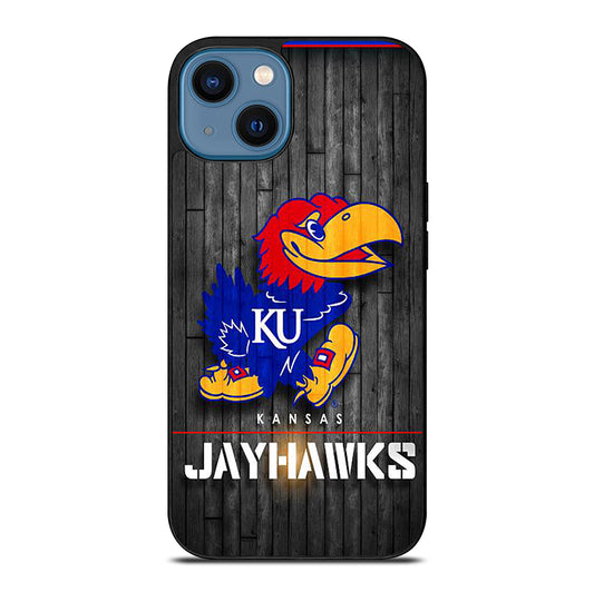 KANSAS JAYHAWKS NBA WOODEN LOGO iPhone 14 Case Cover