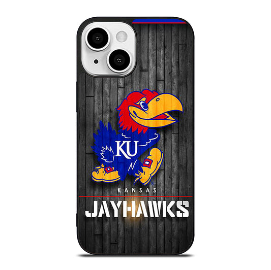KANSAS JAYHAWKS NBA WOODEN LOGO iPhone 13 Mini Case Cover