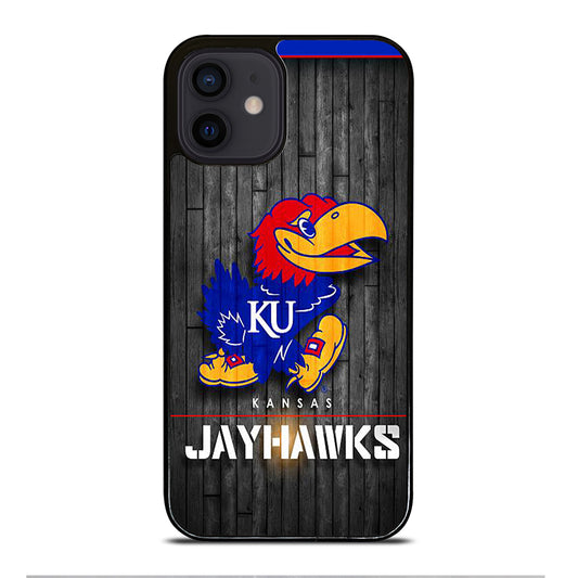 KANSAS JAYHAWKS NBA WOODEN LOGO iPhone 12 Mini Case Cover