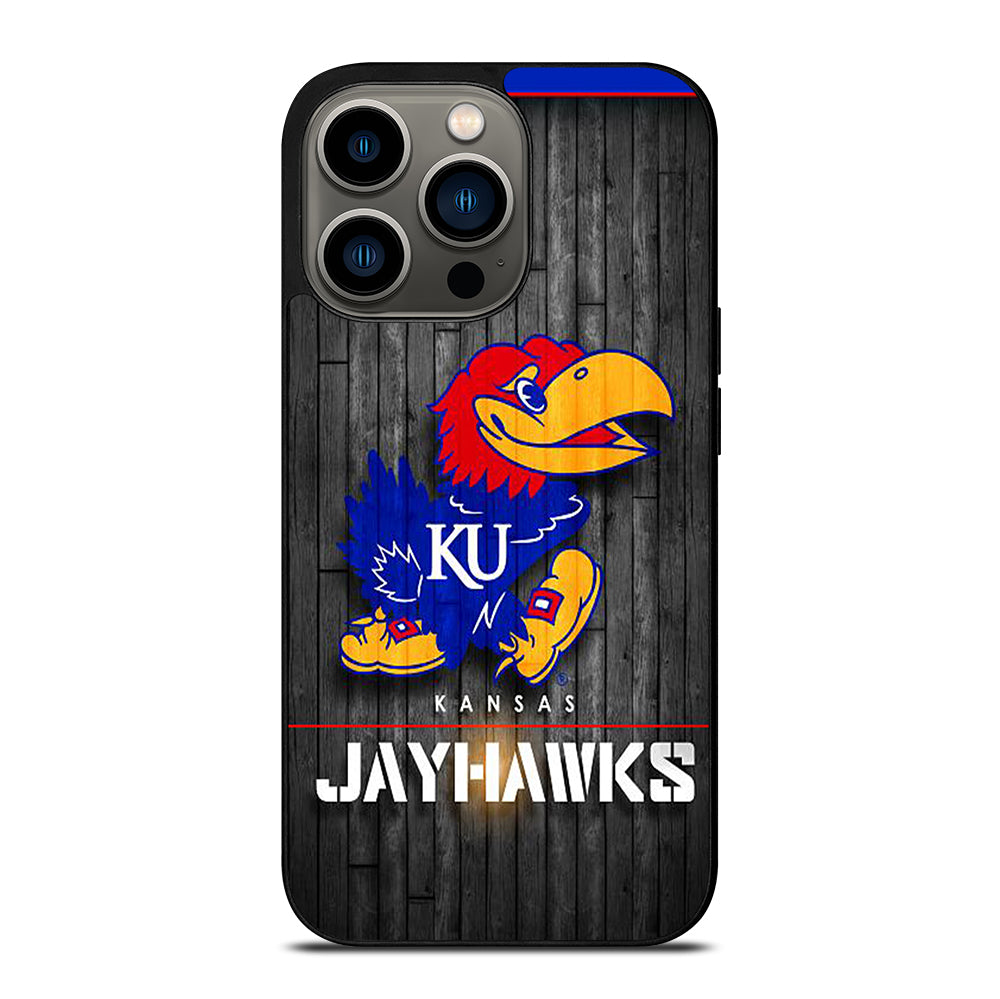 KANSAS JAYHAWKS NBA WOODEN LOGO iPhone 13 Pro Case Cover