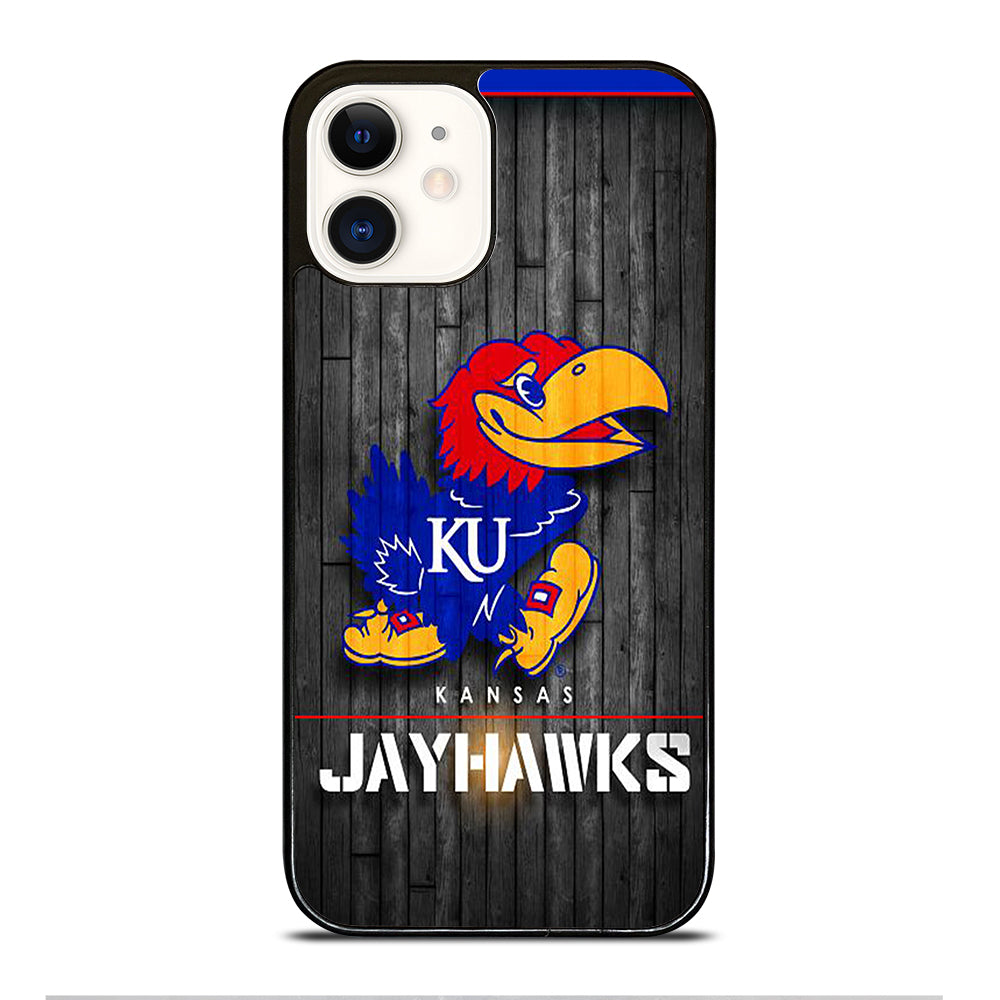 KANSAS JAYHAWKS NBA WOODEN LOGO iPhone 12 Case Cover