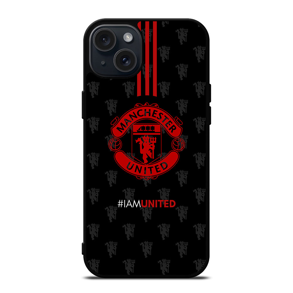 MANCHESTER UNITED SOCCER LOGO BLACK iPhone 15 Plus Case Cover