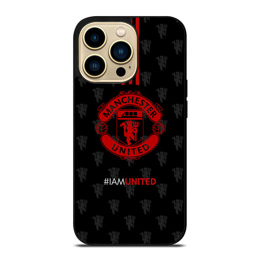 MANCHESTER UNITED SOCCER LOGO BLACK iPhone 14 Pro Max Case Cover
