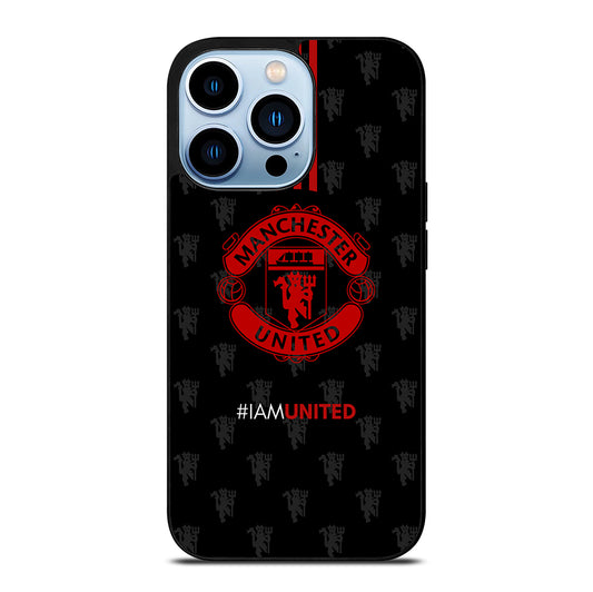 MANCHESTER UNITED SOCCER LOGO BLACK iPhone 13 Pro Max Case Cover