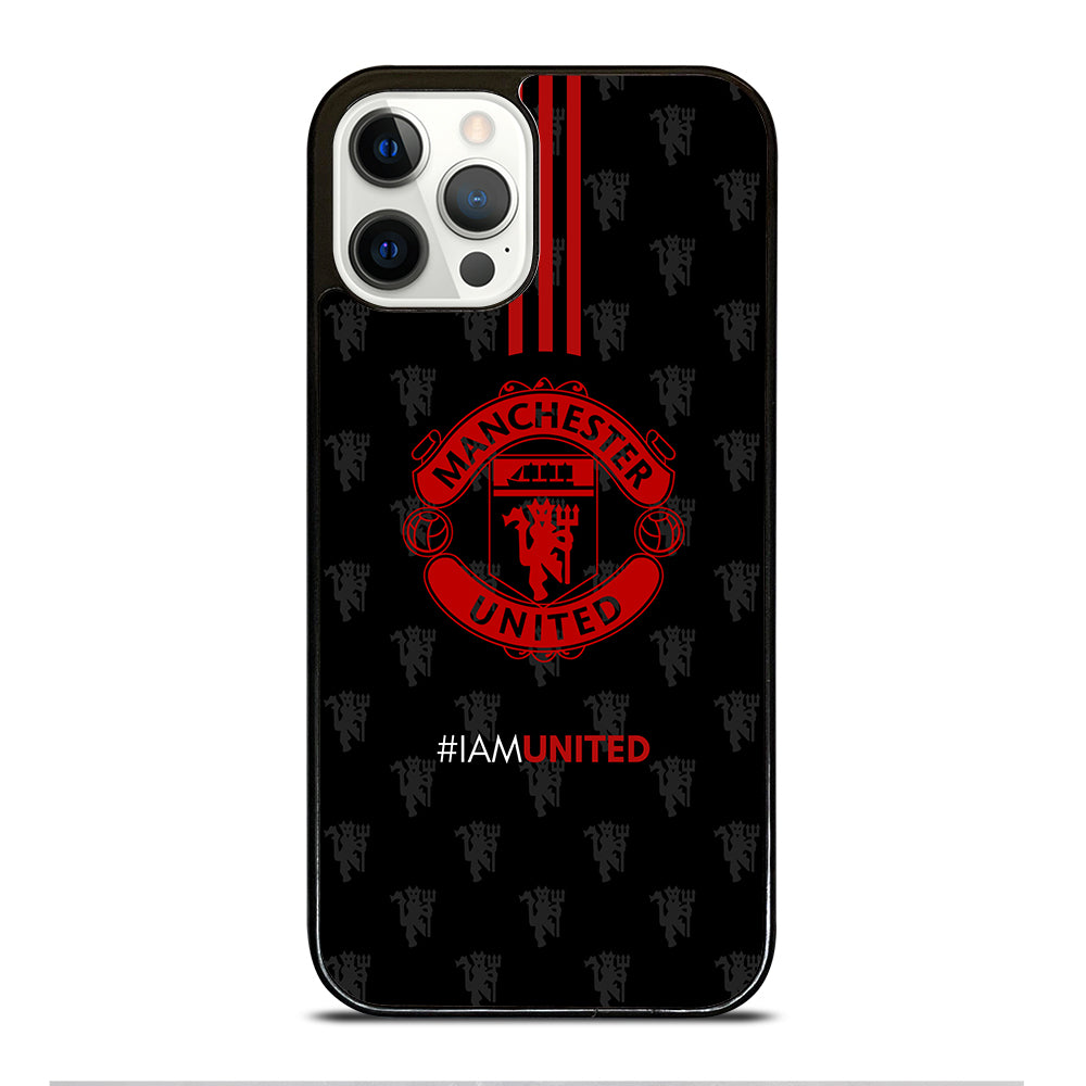 MANCHESTER UNITED SOCCER LOGO BLACK iPhone 12 Pro Case Cover